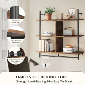 3 Tier Floating Shelves Metal Brackets Wall Mounted Shelf Over Toilet Bathroom