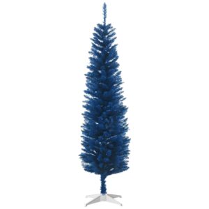 6ft Pencil Christmas Trees, Skinny Artificial Christmas Tree For Xmas Holiday Decor, Deep Blue